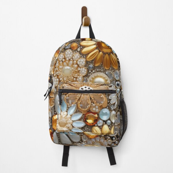 Item preview, Gold and silver jeweled flower pattern designed and sold by liana campbell.