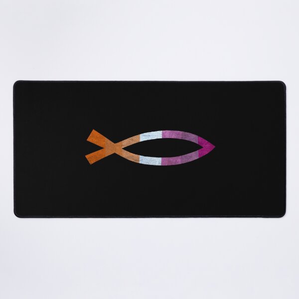 Item preview, Lesbian Christian Jesus Fish - Black background  designed and sold by BackgroundPixel.