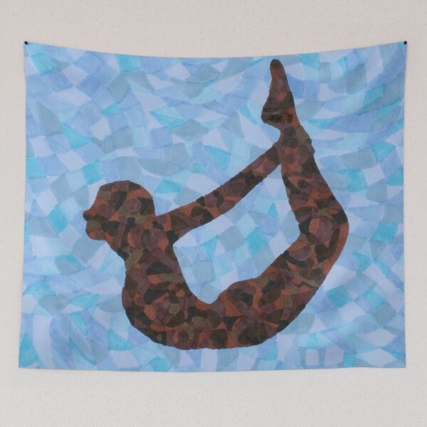 Item preview, Yoga Bow Pose in Browns and Blues designed and sold by inklets.