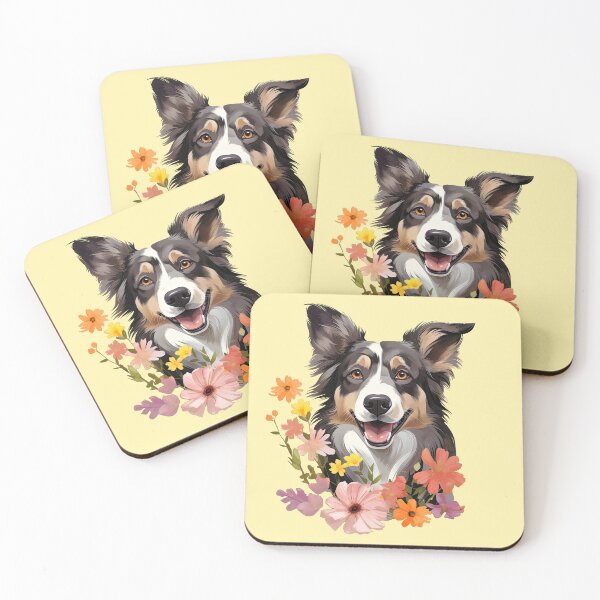 Item preview, Beaming Australian Shepherd in Flowers designed and sold by ZombieLH.