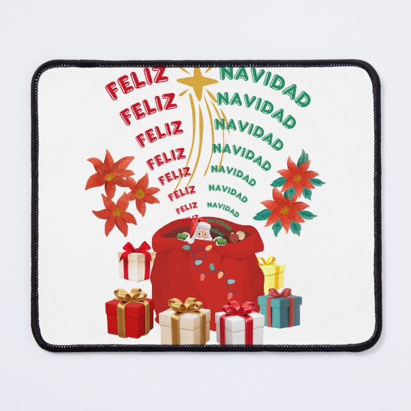 Artikelvorschau, Feliz Navidad wünscht sich den Weihnachtsmann mit vielen Geschenken entworfen und verkauft von Verle-art.