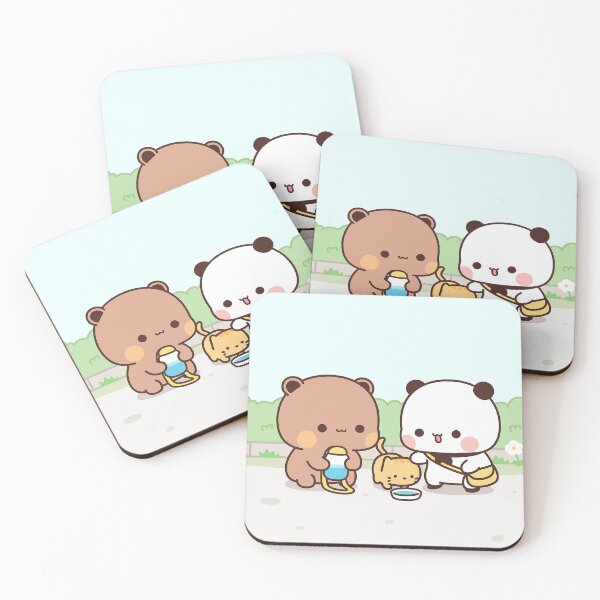 Item preview, Bubu and Dudu with a cat | Cute Bear Couple | Panda Yier | Bubu Brownie Bear designed and sold by valeriehsin.