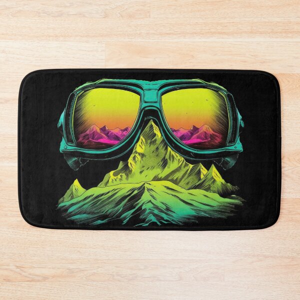 Item preview, Neon green mountains and glasses for winter sports and cycling designed and sold by WallGemsArt.