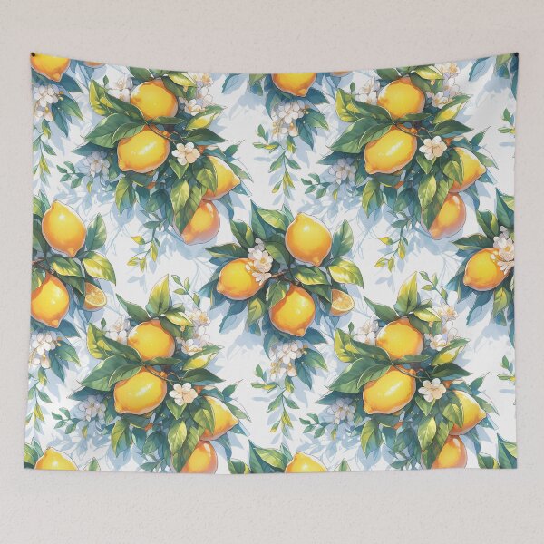 Item preview, Lemon with branches repeated pattern designed and sold by BouquetlikeLove.