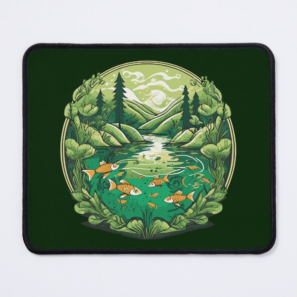 Item preview, Gold Fish Pond Illustration designed and sold by Corner-Distro.