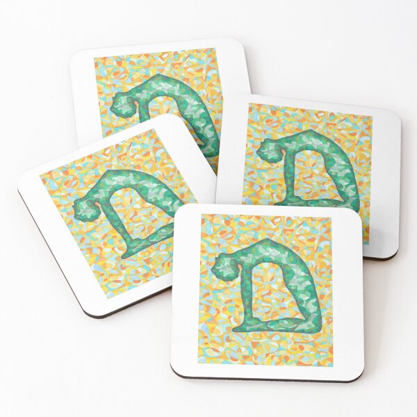 Item preview, Yoga Camel Pose in Greens and Yellows designed and sold by inklets.