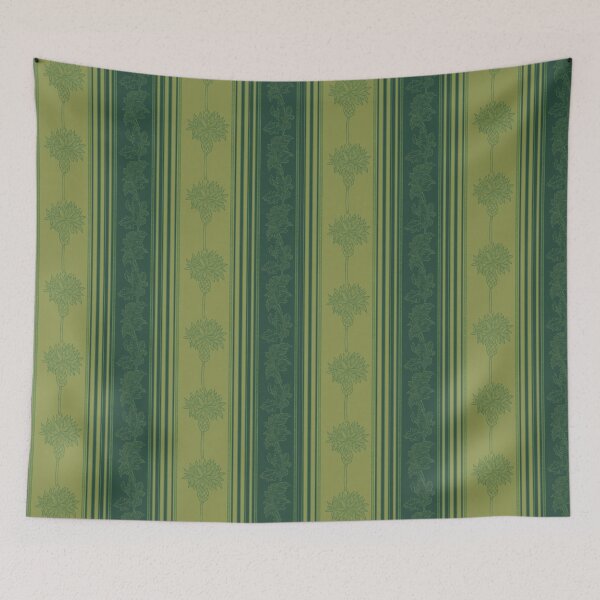 Item preview, green stripes - vintage floral pattern designed and sold by PP-Patterns.