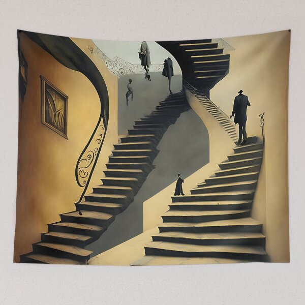 Item preview, [AI Art] Stairways, inspired by the works of a surrealist master designed and sold by Sissle.