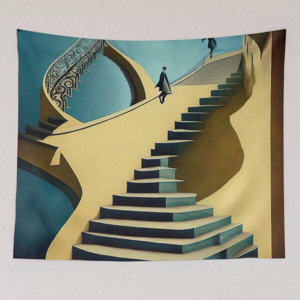 Item preview, [AI Art] Stairways, inspired by the works of a surrealist master designed and sold by Sissle.