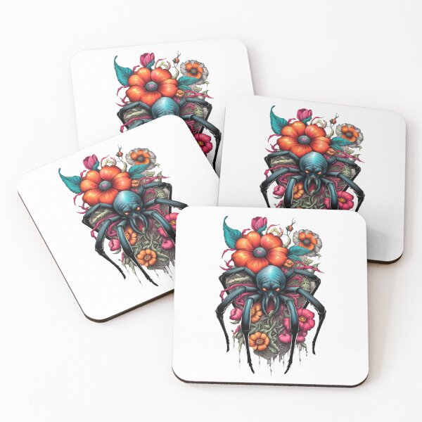 Item preview, Black spider sits on flowers designed and sold by MadinaFatt.