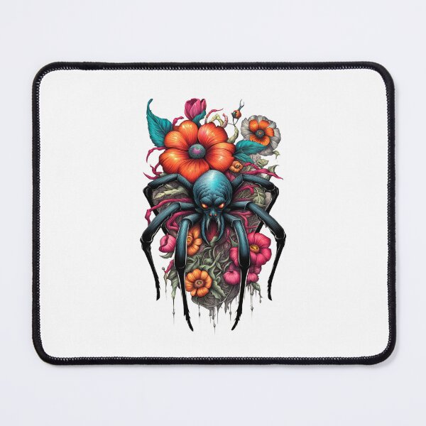 Item preview, Black spider sits on flowers designed and sold by MadinaFatt.