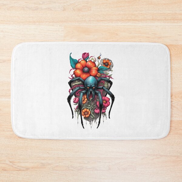 Item preview, Black spider sits on flowers designed and sold by MadinaFatt.