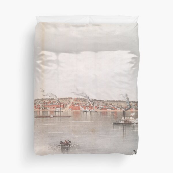 Vintage Pictorial Map of Davenport IA (1855) Duvet Cover