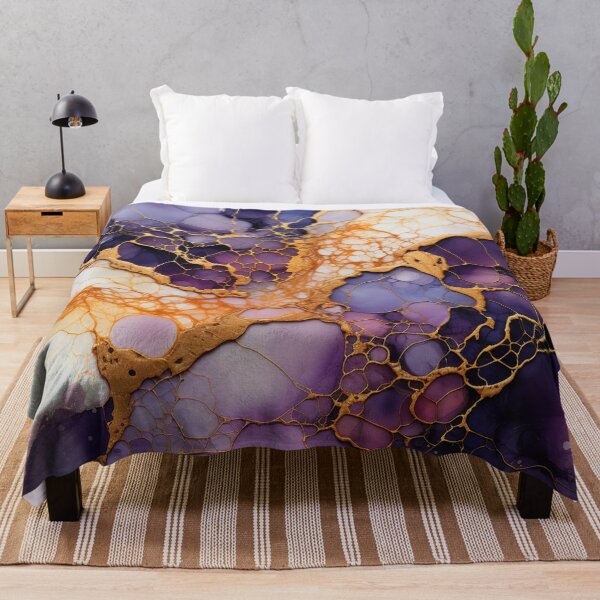 Item preview, Gold and violet marble art cracked stone art designed and sold by zoldi.