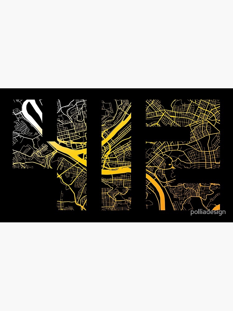 Pittsburgh Map Calligraphy Lettering Fan Art