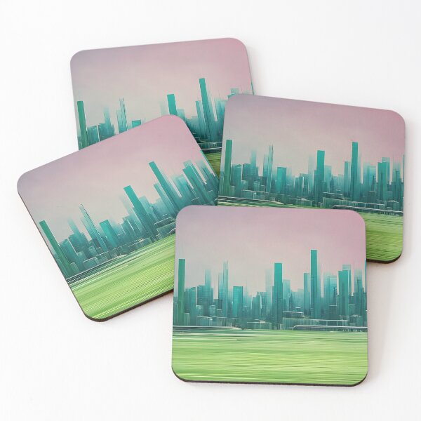Artikelvorschau, Metropole in Overdrive Pink Green City Modernart entworfen und verkauft von Plus31Designs.