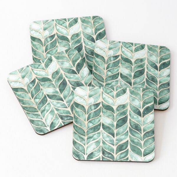 Item preview, Watercolor Whale Tail Tiles - gilded green designed and sold by TigaTiga.
