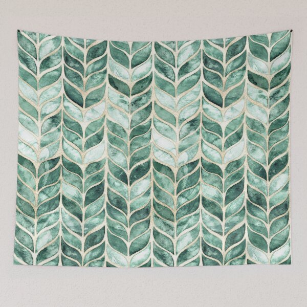 Item preview, Watercolor Whale Tail Tiles - gilded green designed and sold by TigaTiga.