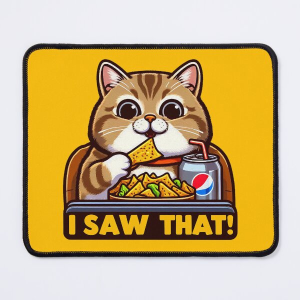 Item preview, I Saw That meme Tabby Cat Couch Potato Nachos Soft Drink designed and sold by plushism.