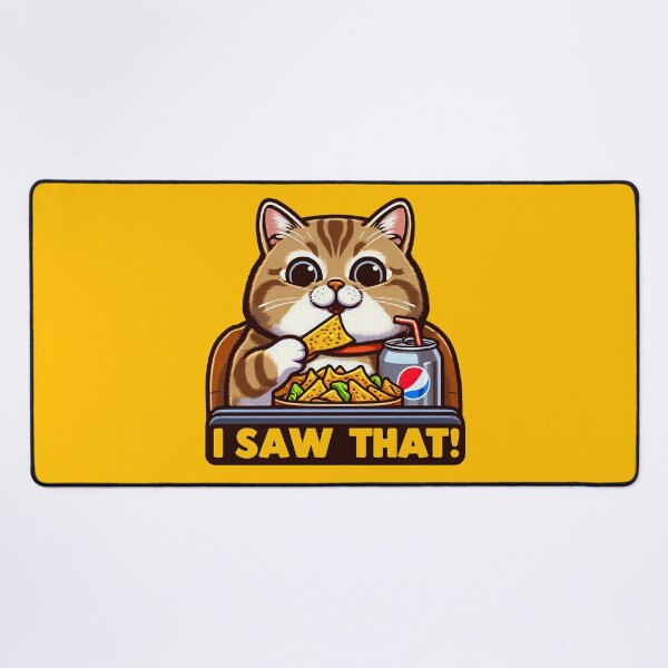 Item preview, I Saw That meme Tabby Cat Couch Potato Nachos Soft Drink designed and sold by plushism.