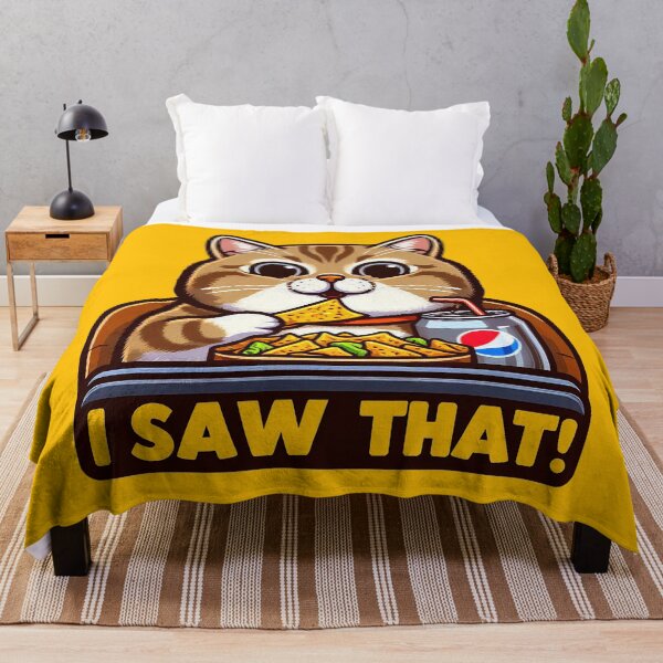 Item preview, I Saw That meme Tabby Cat Couch Potato Nachos Soft Drink designed and sold by plushism.