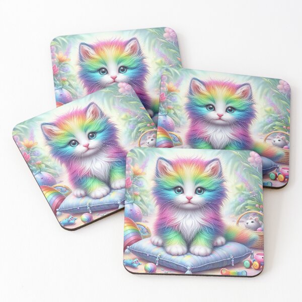 Item preview, Rainbow-Hued Elegance of a Colorful Cat designed and sold by autrouvetout.