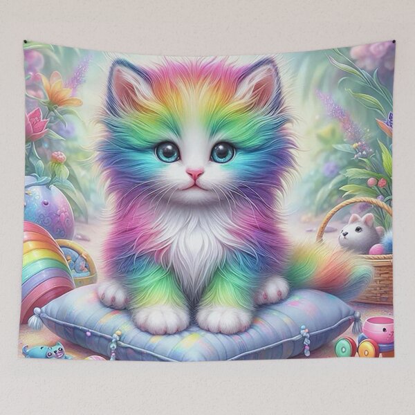 Item preview, Rainbow-Hued Elegance of a Colorful Cat designed and sold by autrouvetout.