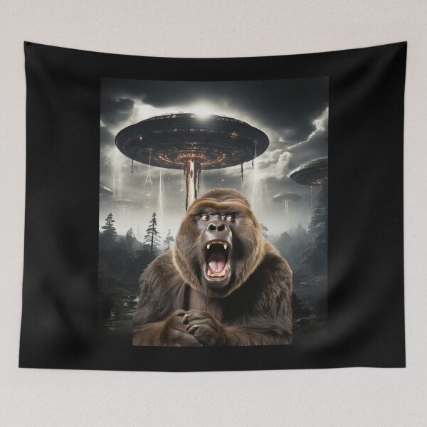 Item preview, Gorilla Selfie with UFOs designed and sold by Master-Print.
