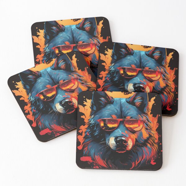 Item preview, Sunset synthwave wolf in glasses designed and sold by SkyEditor.