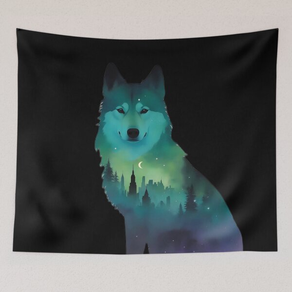Aperçu de l'œuvre T-Shirts pour amoureux des Husky sibériens, twailight, galaxie, brume, Silhouette rétro, maman, papa, amoureux des chiens créée et vendue par Shockopy.