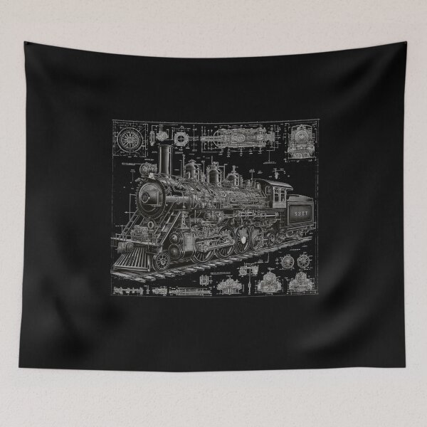 Item preview,  "Vintage Locomotive Engineering Blueprint" designed and sold by ChromaticBlend.