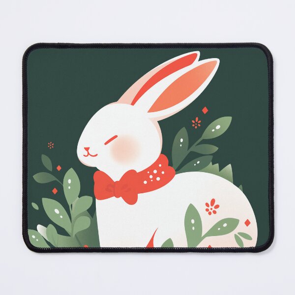 Item preview, Rabbit with festive greenery designed and sold by ArtFrogDesign.