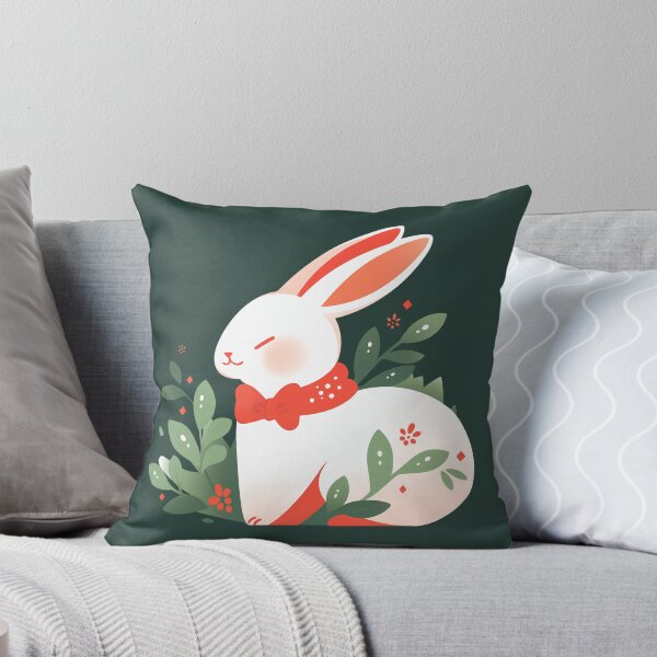 Item preview, Rabbit with festive greenery designed and sold by ArtFrogDesign.