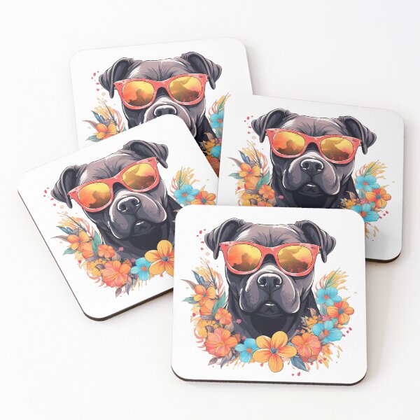 Item preview, Floral Burst Staffordshire Bull Terrier. designed and sold by ZombieLH.
