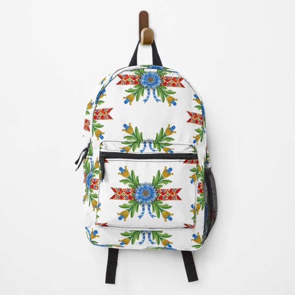 Item preview, Cornflowers, red ribbon flower pattern, folk patterns, Nineflowers designed and sold by Ewa Stęplewska.