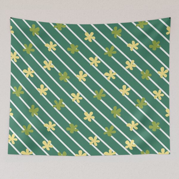 Item preview, Green and Yellow Diagonal Stripes 90s 2000s y2k Cute Flower Pattern designed and sold by blomastudios.
