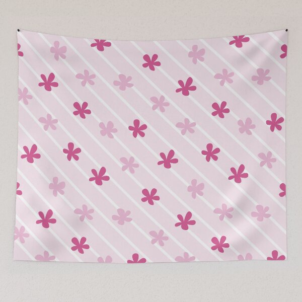 Item preview, Pastel Pink Diagonal Stripes 90s 2000s y2k Cute Flower Pattern designed and sold by blomastudios.