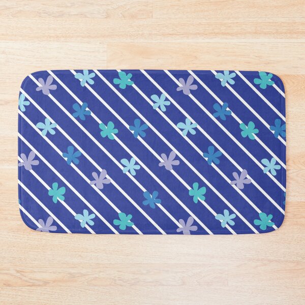 Item preview, Blue Diagonal Stripes 90s 2000s y2k Cute Flower Pattern designed and sold by blomastudios.