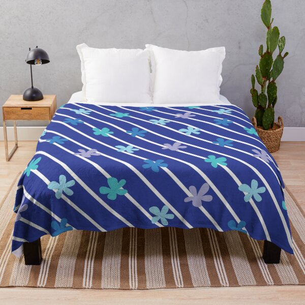 Item preview, Blue Diagonal Stripes 90s 2000s y2k Cute Flower Pattern designed and sold by blomastudios.