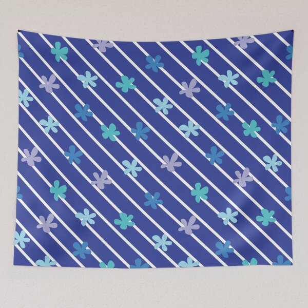 Item preview, Blue Diagonal Stripes 90s 2000s y2k Cute Flower Pattern designed and sold by blomastudios.