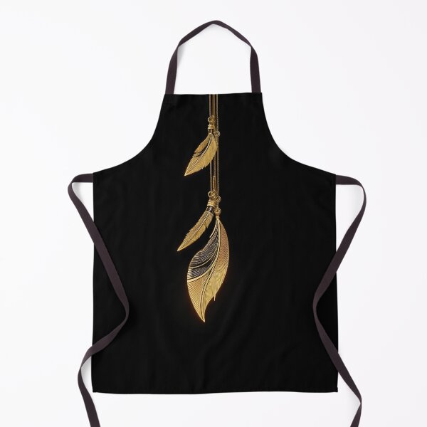 Item preview, Beautiful gold feathers on chains. Stylish illustration on a black background. designed and sold by Harmonysens.