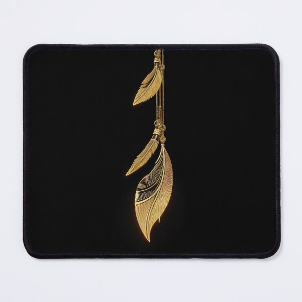 Item preview, Beautiful gold feathers on chains. Stylish illustration on a black background. designed and sold by Harmonysens.