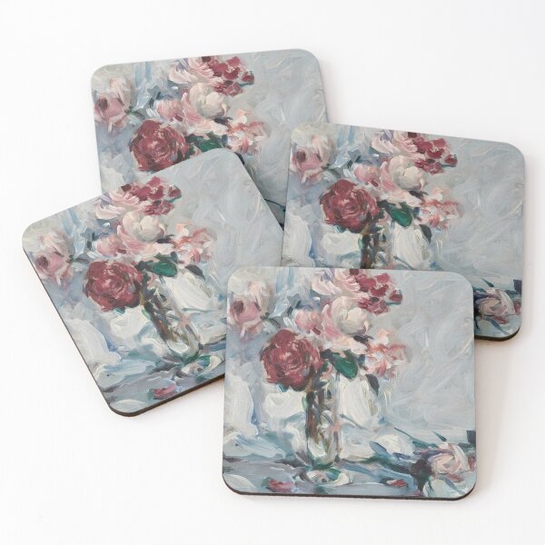 Item preview, Bodegón de rosas rosadas y rojas en un jarrón designed and sold by tomorrowsart.