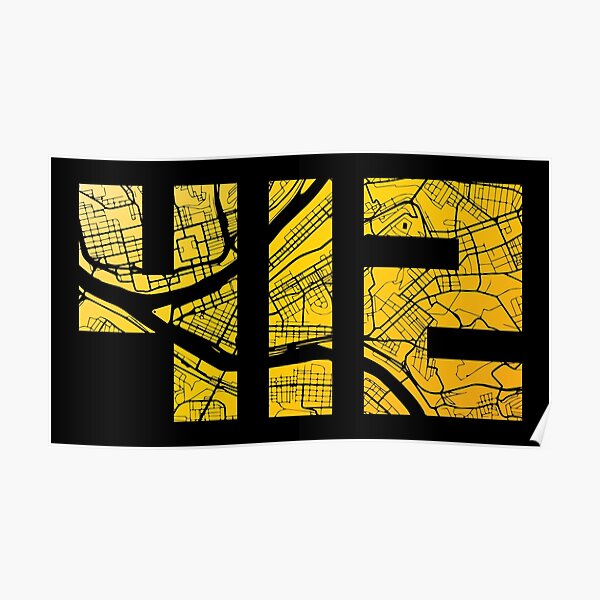 "Pittsburgh 412 Map" Poster For Sale By Polliadesign | Redbubble