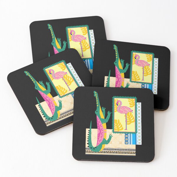 Item preview, Alligator, crocodile and pink flamingo | Holiday Postcard & Wildlife | Nature is beautiful and colorful designed and sold by Erry-ewell.