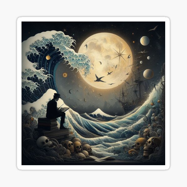 Under a moonlit night Sticker