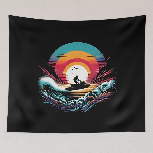 Item preview, Retro Sunset Jetski Design designed and sold by RedDesignSyc.