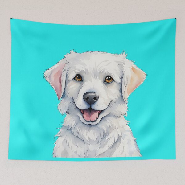 Item preview, Cute White Akbash Dog Portrait designed and sold by Bilisik.