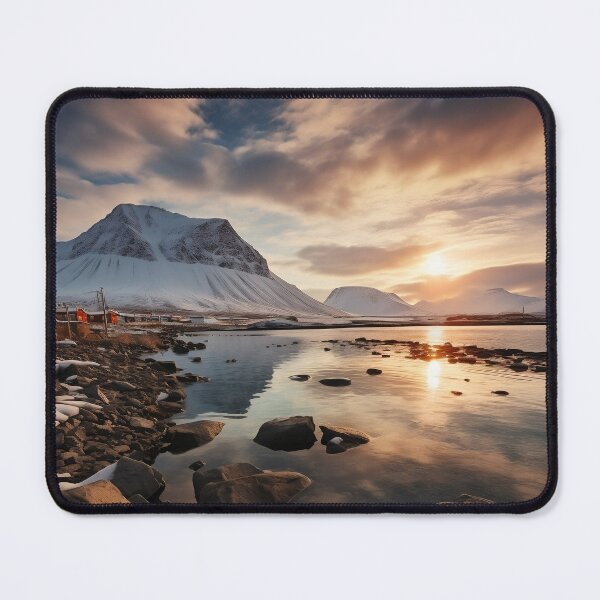 Item preview, Mountain and lake at sunset in long exposure - Landscape photography designed and sold by TheArtistOf2022.