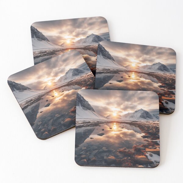 Item preview, Mountain and lake at sunset in long exposure - Landscape photography designed and sold by TheArtistOf2022.